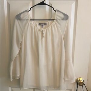 Marled Cream Peasant Tie-Neck Blouse